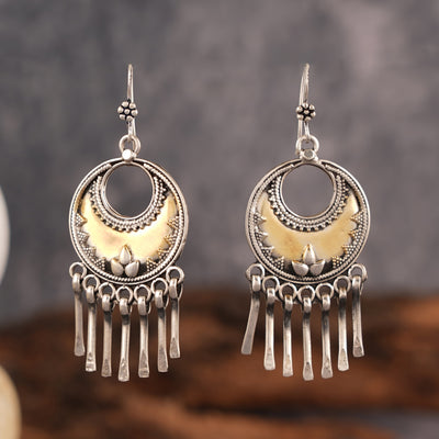 Dual Tone Silver Earrings