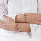 Ruby Flowers on Layered Bangle  (Single)
