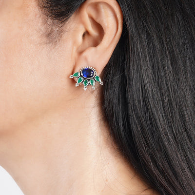 Blue & Green Silver Earrings