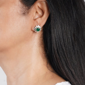 Flower Emerald Studs
