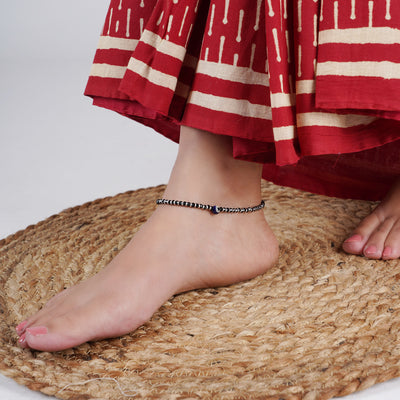 Sterling Silver Nazar Battu Anklet