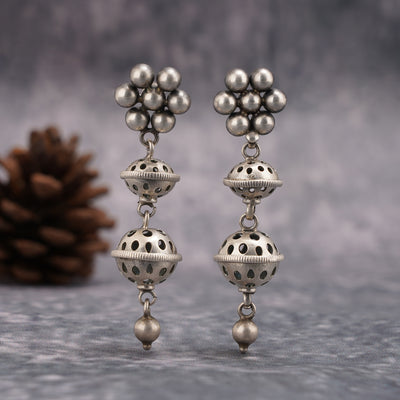 Tribal Silver Layered Earrings