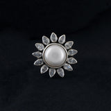 Zircon Flower Pearl Ring