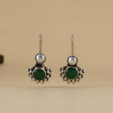 Emerald & Pearl Silver Earrings