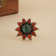 Load image into Gallery viewer, Floral Coral Silver Ring