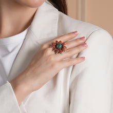Load image into Gallery viewer, Floral Coral Silver Ring