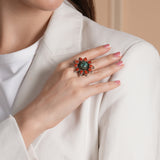 Floral Coral Silver Ring
