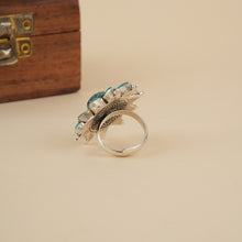 Load image into Gallery viewer, Floral Firoza Silver Ring
