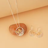 Golden Leaf Silver Pendant Set