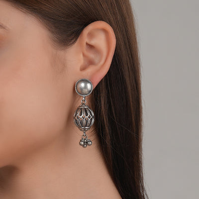 Intricate Jaali Silver Earrings