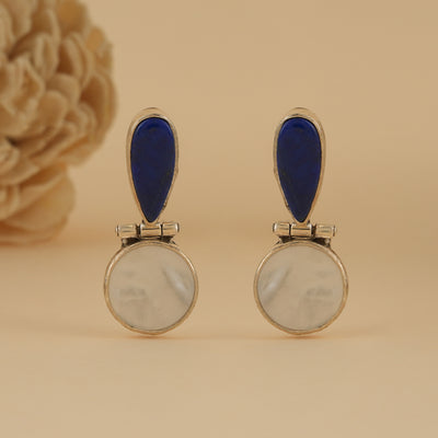 Blue Lapis with Mother of Pearl Drop Earrings