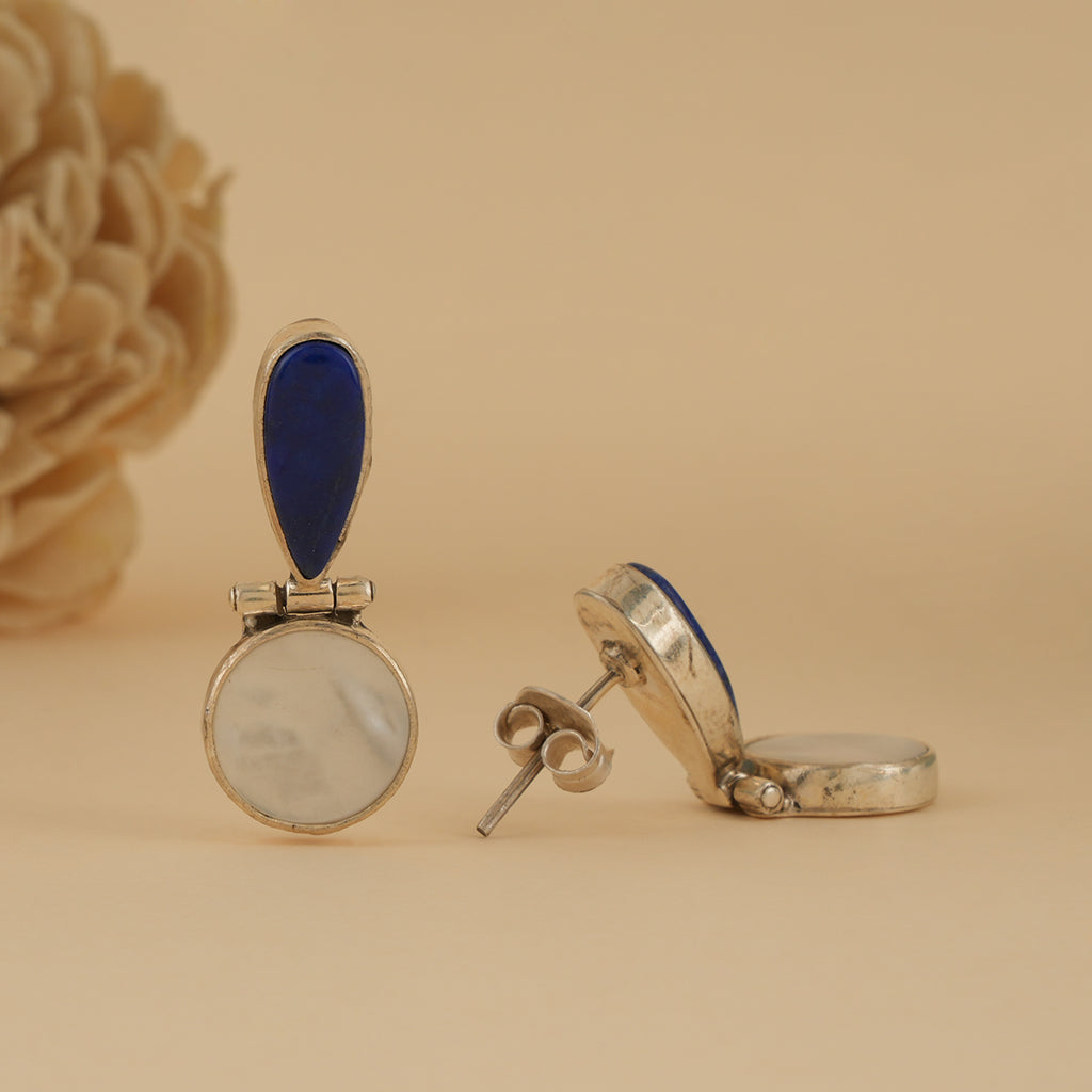 Blue Lapis with Mother of Pearl Drop Earrings