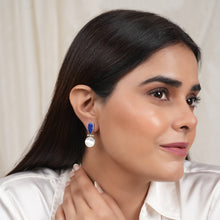 Load image into Gallery viewer, Blue Lapis with Mother of Pearl Drop Earrings