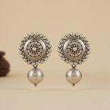 Large Dana Art Silver Studs with Ball Drop
