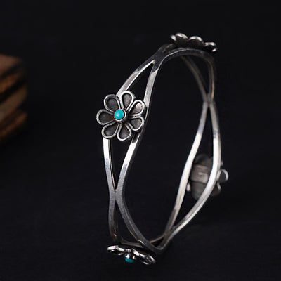 Turquoise Flower Layered Bangle