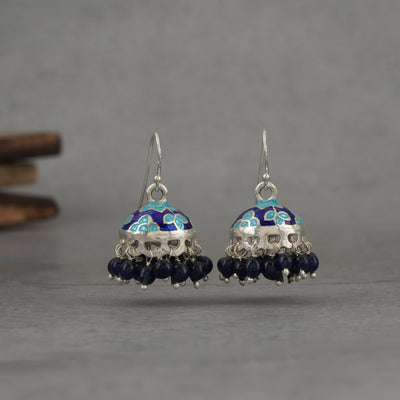 Meenakari Silver Jhumkies
