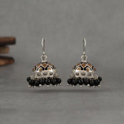 Meenakari Silver Jhumkies
