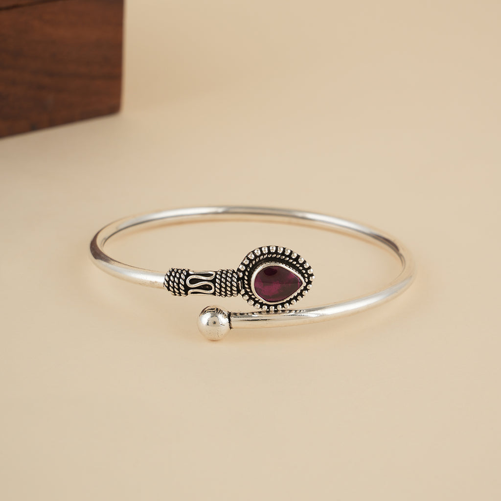 Open Ruby Leaf Bangle