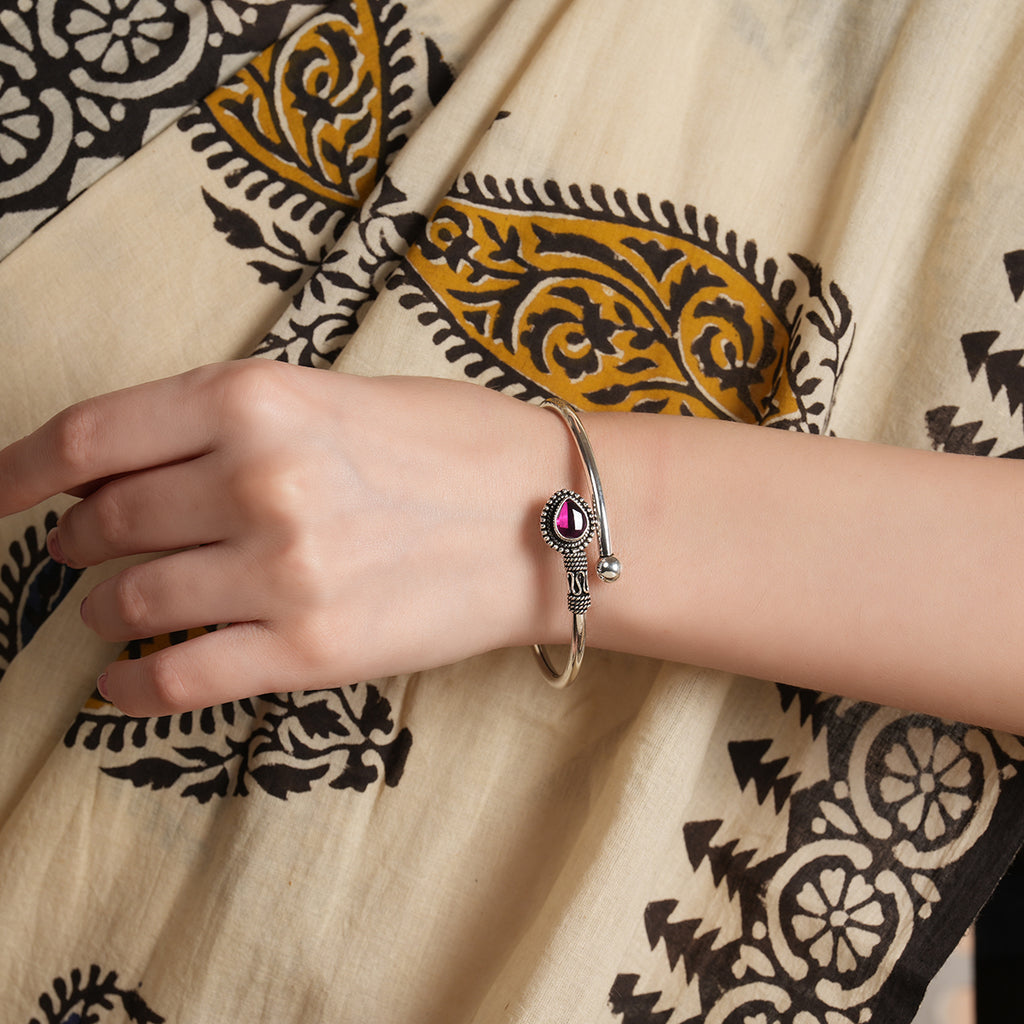 Open Ruby Leaf Bangle