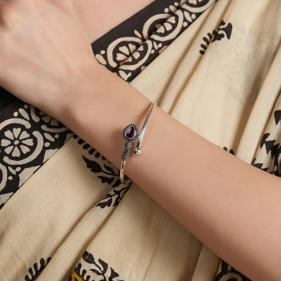 Open Ruby Leaf Bangle