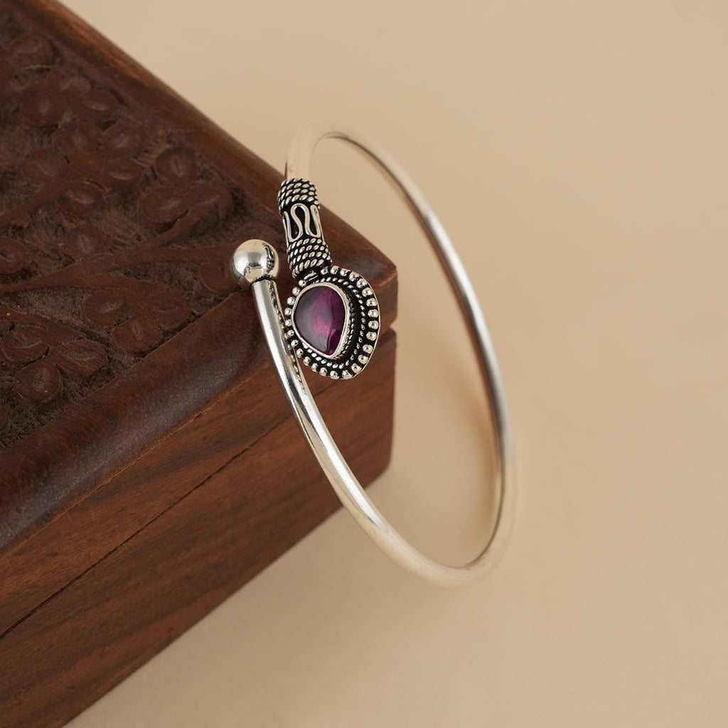Open Ruby Leaf Bangle