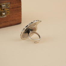 Load image into Gallery viewer, Statement Paisley Silver Ring with Turquoise