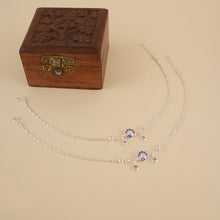 Load image into Gallery viewer, Peacock Motif Silver Anklet Pair
