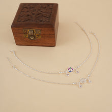 Load image into Gallery viewer, Peacock Motif Silver Anklet Pair