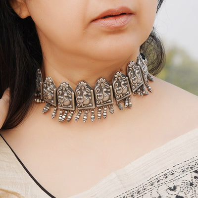 Silver Peacock Choker