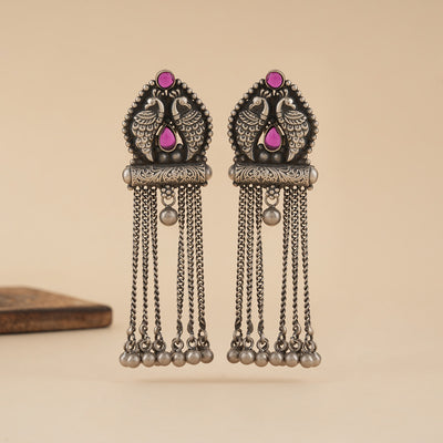 Peacock Nakashi Silver Earrings