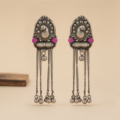 Peacock Silver Earrings