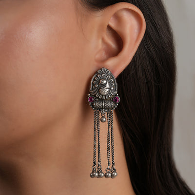 Peacock Silver Earrings
