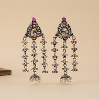 Peacock Silver Earrings