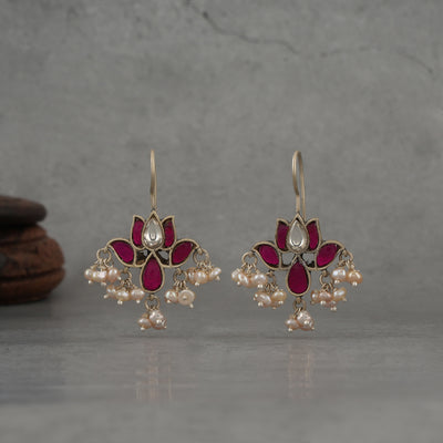 Pink Kundan Festive Earrings