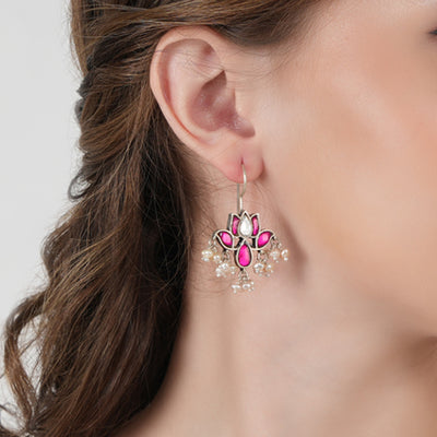 Pink Kundan Festive Earrings