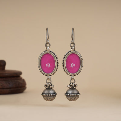 Pink Rang Bahar Silver Earrings