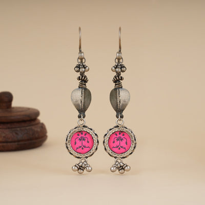 Pink Rang Bahar Silver Earrings