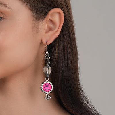 Pink Rang Bahar Silver Earrings