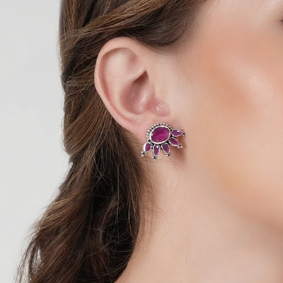 Ruby Silver Earrings