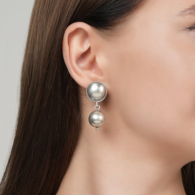 Silver Ball Drop Earrings