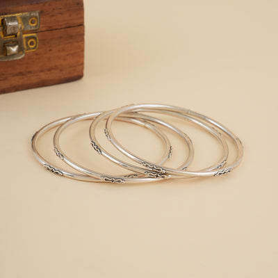 Everyday Embossed Silver Bangles  (Single)