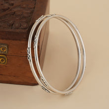 Load image into Gallery viewer, Everyday Embossed Silver Bangles  (Pair)