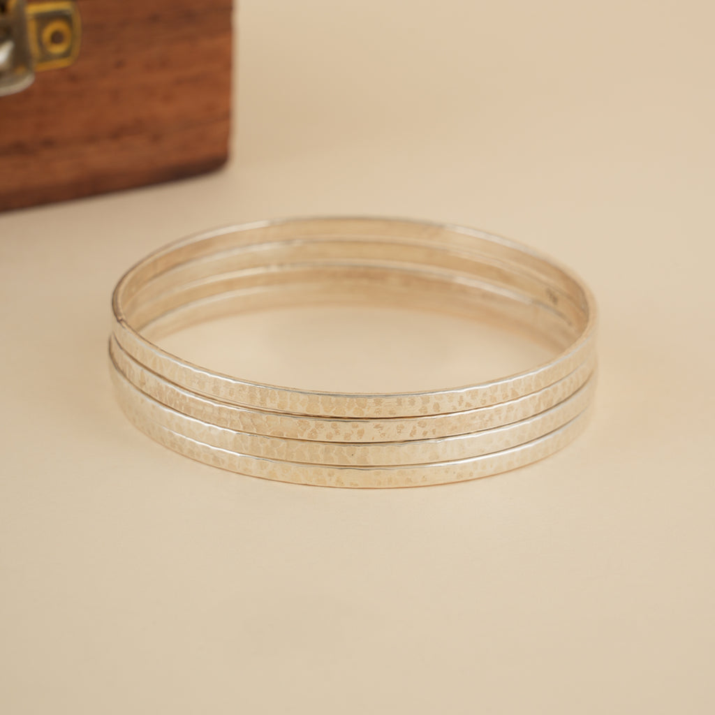Everyday Hammered Silver Bangles (Single)
