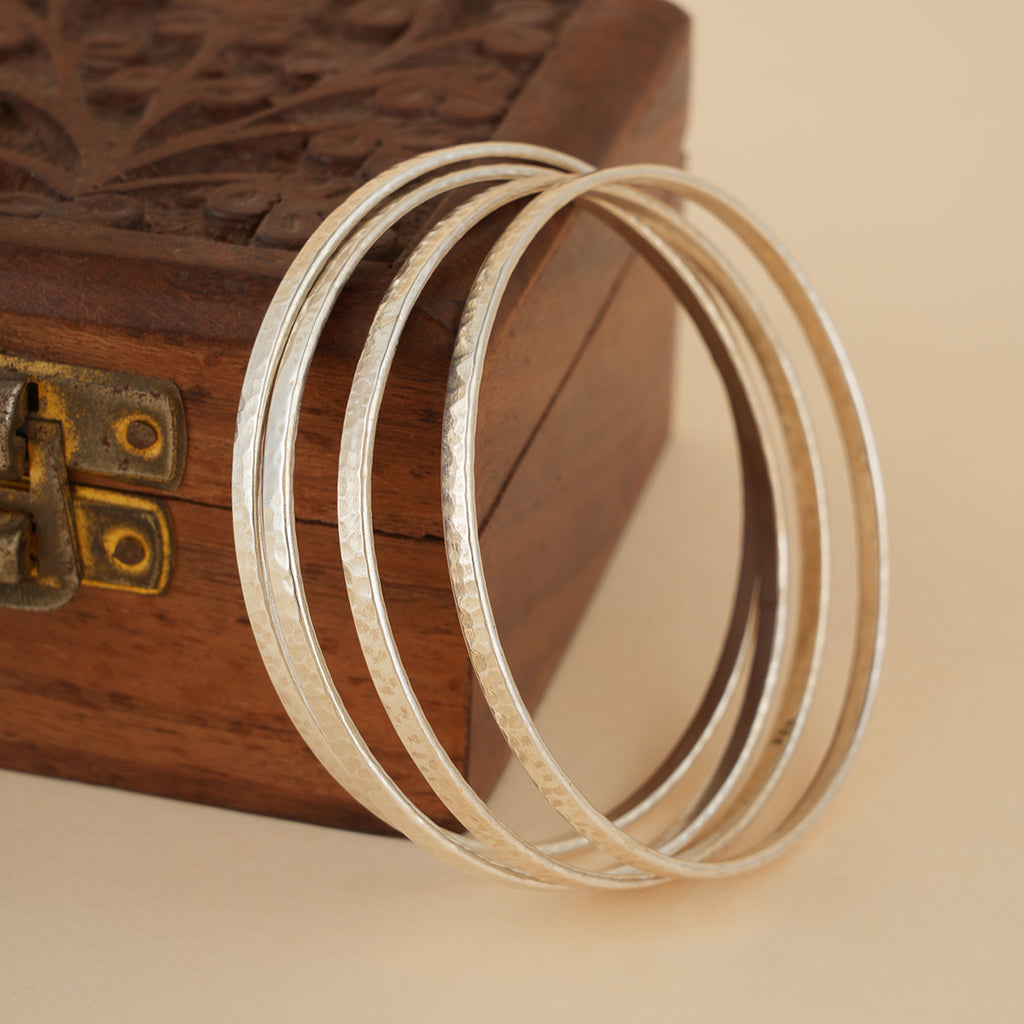 Everyday Hammered Silver Bangles (Single)