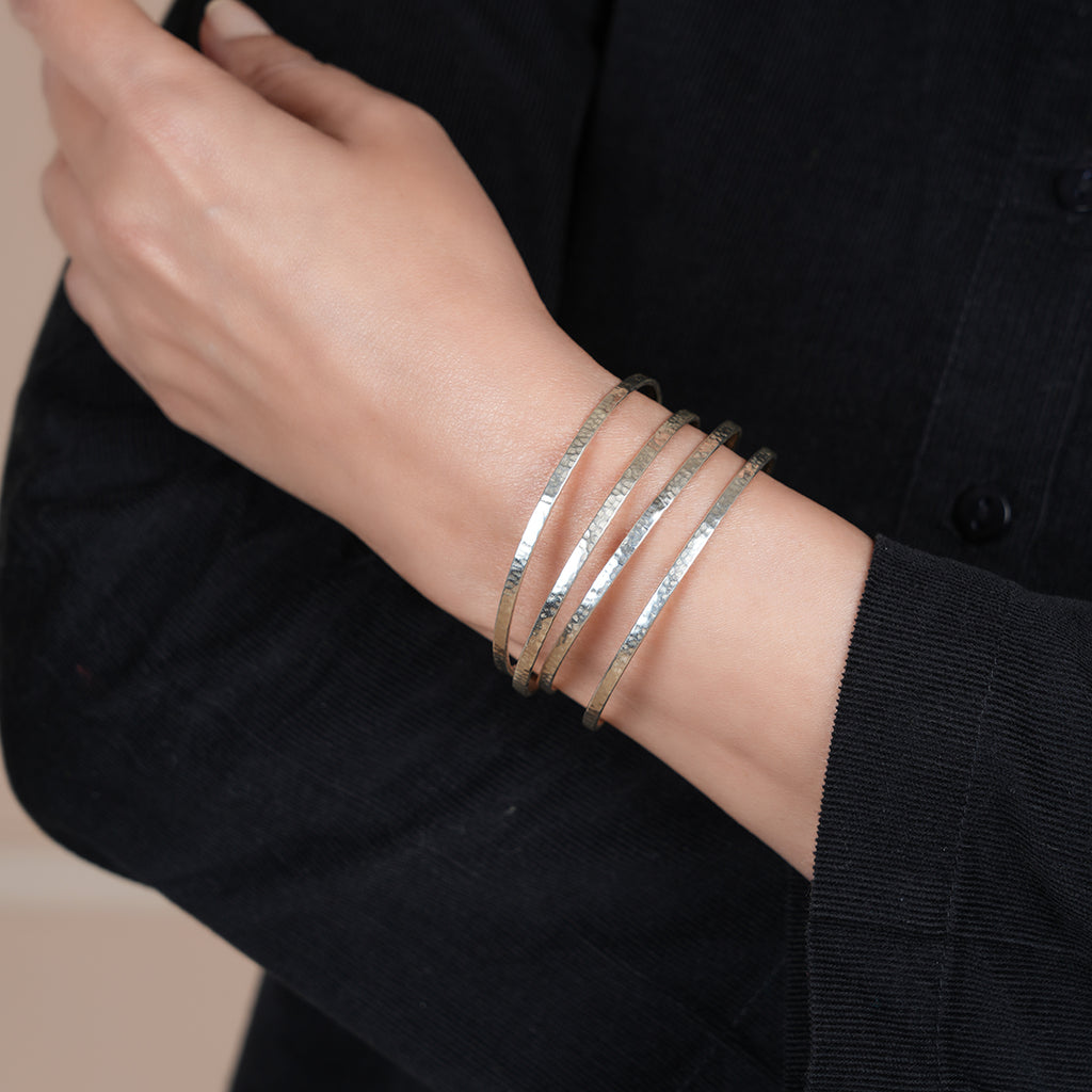 Everyday Hammered Silver Bangles (Single)