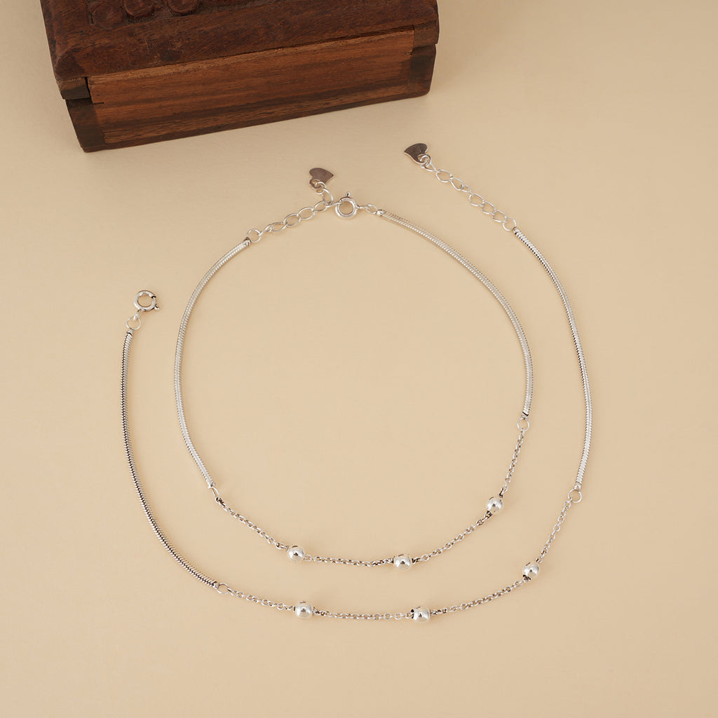Silver Bead Chain Anklet