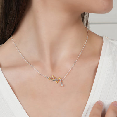Goldplated Zircon Leaf Necklace