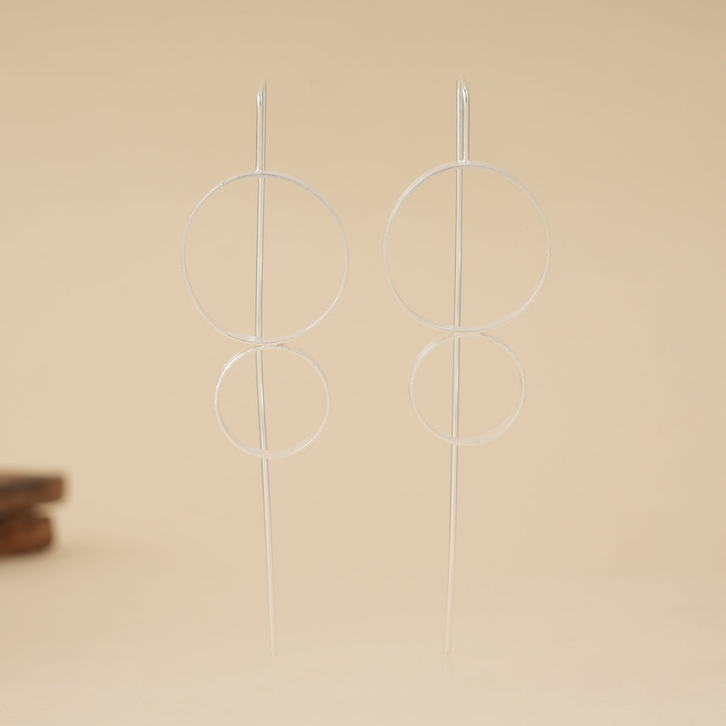 Silver Circle Drop Earrings