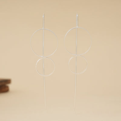 Silver Circle Drop Earrings