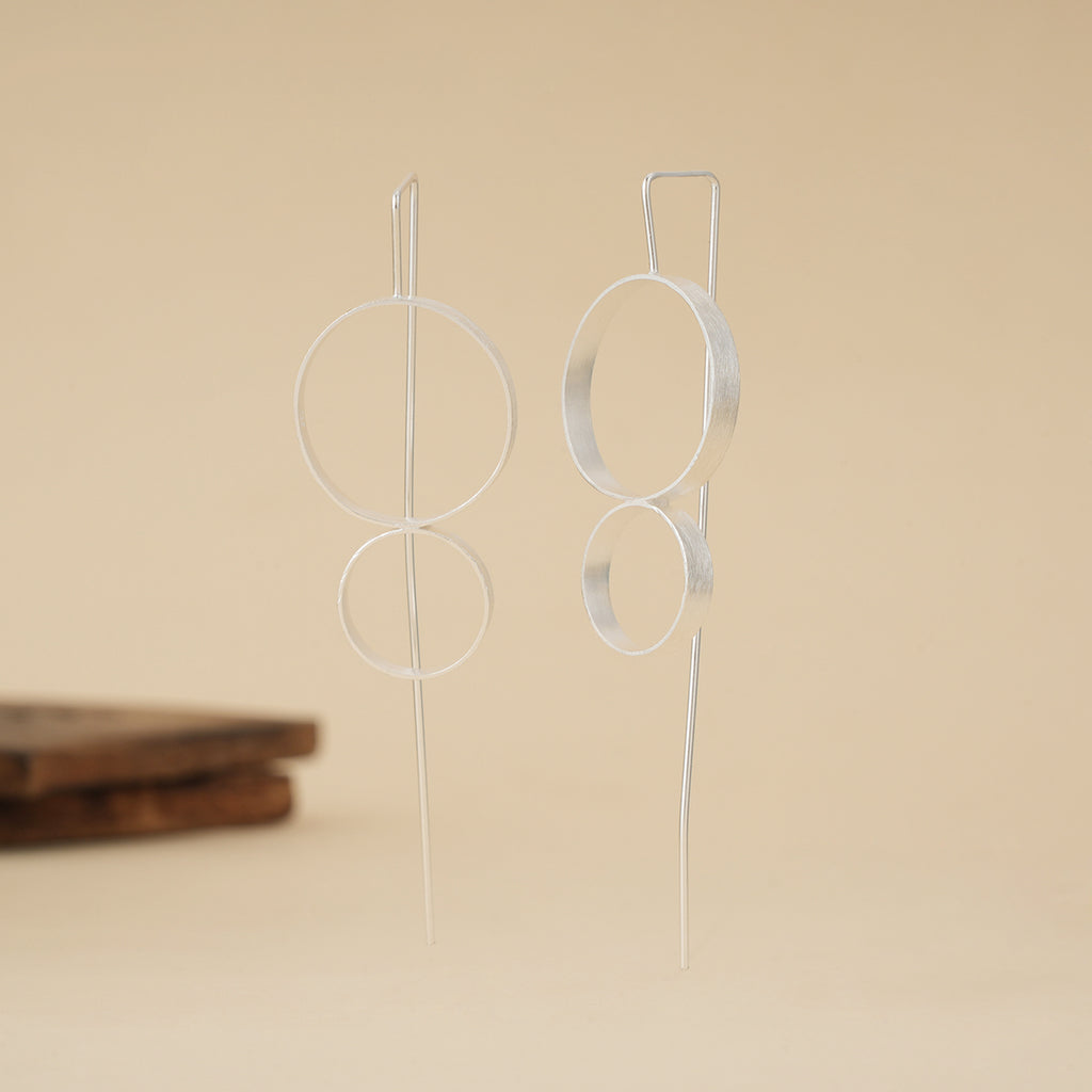 Silver Circle Drop Earrings